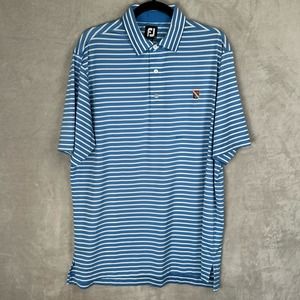 Footjoy Polo Shirt Mens Large Blue White Striped Short Sleeve Golf Casual